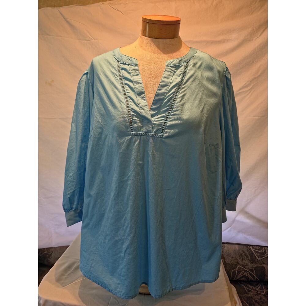 st johns bay womens tops 0x Peasant 3/4 Sleeves Aqua
